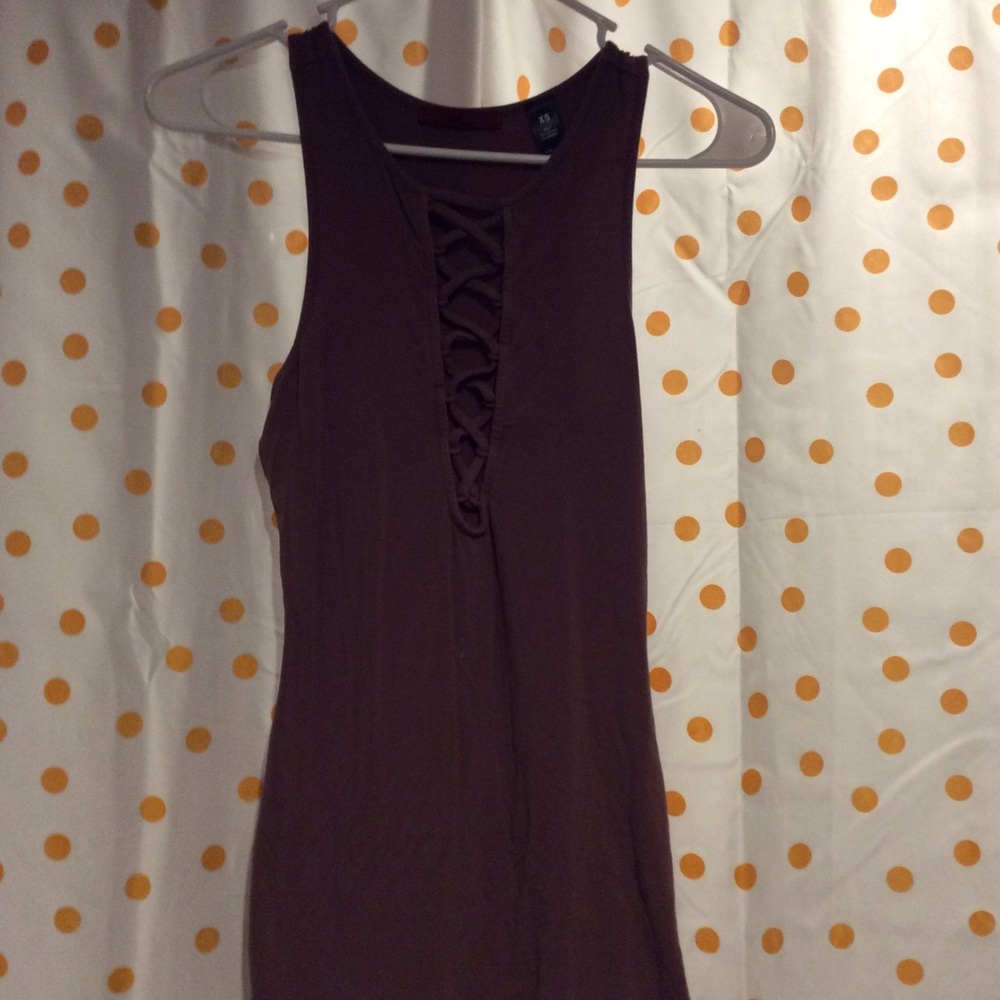 Purple deep V tank top